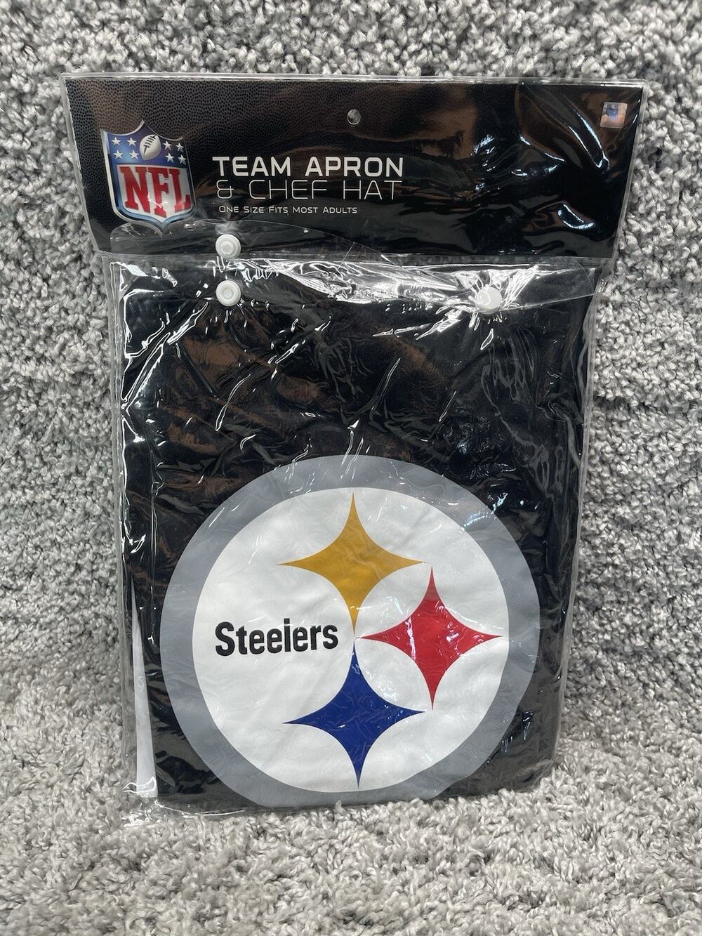 NFL Steelers Matching Chef Apron And Hat Grill Set One Size Adults Brand New
